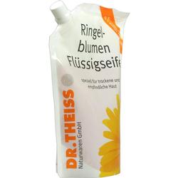 Beutel mit Ringelblumen Flüssigseife für trockene Haut von Dr. Theiss.